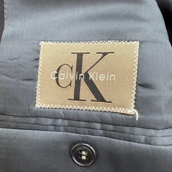 Calvin Klein Blazer Jacket Men's 3 Button Single Breasted 100%Wool Blue Gray 38S